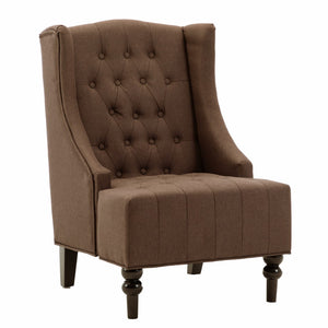 English Elm 1pc Wingback Accent Chair Diamond Tufted Polyester Upholstery Parlor Inspired Seating Chocolate B011P202554