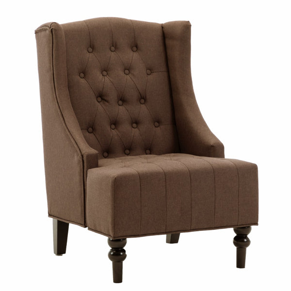 English Elm 1pc Wingback Accent Chair Diamond Tufted Polyester Upholstery Parlor Inspired Seating Chocolate B011P202554