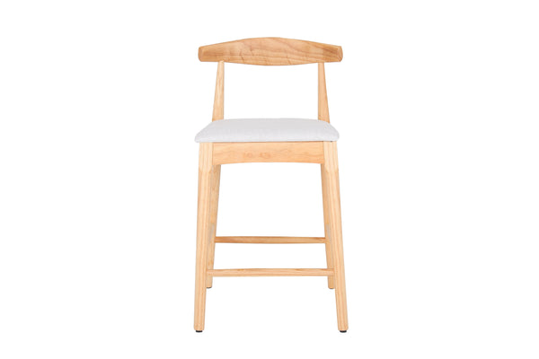 English Elm Mid-Century Solid Wood 24" Counter Stools with Upholstered High-Rebound Seat and Curved Backrest, Set of 2 Natural+Beige W2812P269425