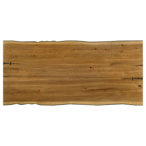 English Elm Jorvin Natural Honey Live Edge Dining Table with Smokey Black Base, Mahogany-Hickory Sturdy Design B062P350428