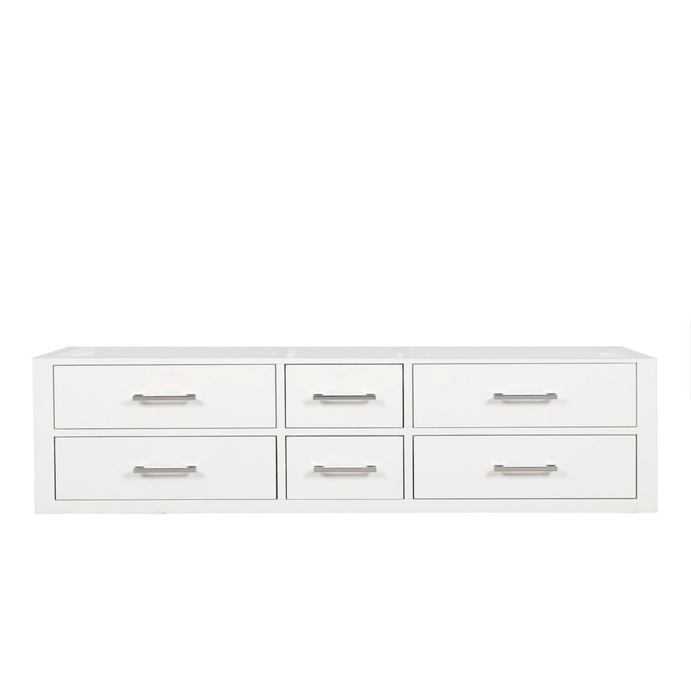 English Elm White Double Bath Vanity - 72" W Midcentury Design With Soft-Close Drawers & Spacious Storage Solutions B2731P258081-GIGA