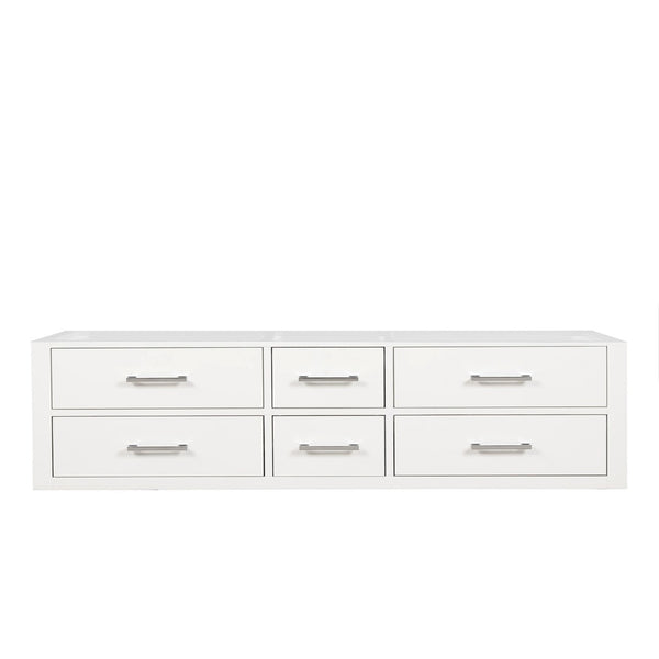 English Elm White Double Bath Vanity - 72" W Midcentury Design With Soft-Close Drawers & Spacious Storage Solutions B2731P258081-GIGA