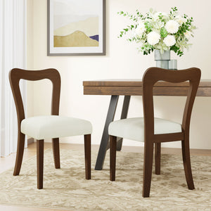 English Elm Christopher Knight Home® - Dining Chair Modern Set of 2 with Rounded Back and Upholstered Seat on Durable Rubberwood Frame Beige,Walnut N771P254007T