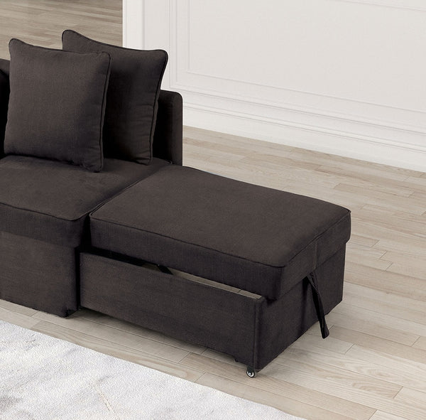 English Elm Convertible Chair Modern Convertible Fabric Recliner with Adjustable Headrest, Storage Pull-Out Seat and Pillows Included Gray 26 L x 40 W x 22 H B2741P299011