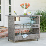 Christopher Knight Home® - Noble House - Puerta Outdoor Mixed Black Wicker Barcart