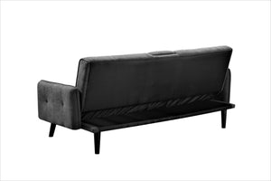 English Elm 72" Convertible Linen Sofa Sleeper with Drop Down Table and Cup Holder for Studio Rooms Dark Gray B2735P417518