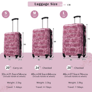 English Elm Hardshell Polycarbonate Luggage Set Three Piece Tsa Lock Spinner Travel Suitcases Pink Purple N732P306618H
