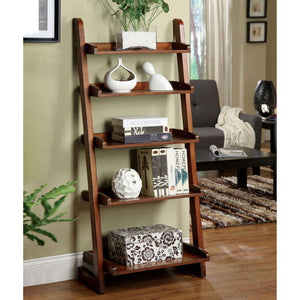 English Elm Antique Oak 5-Tier Ladder Shelf 55"H Solid Wood Transitional Display & Bookcase for Living Room B011P191546