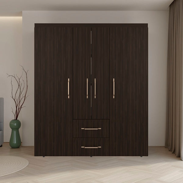 English Elm Valier Wardrobe Armoire with Shelving Drawers and Hanging Space in Walnut Finish Dark Walnut B097S00249