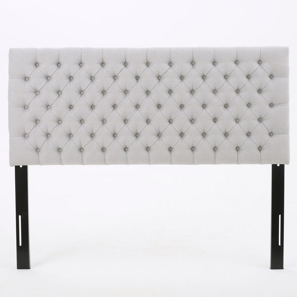 English Elm Christopher Knight Home® - Tufted Upholstered Queen Size Headboard with Button Detail, Adjustable Height, Velvet Finish, Modern Appeal LIGHT GREY 55444.00LGRY