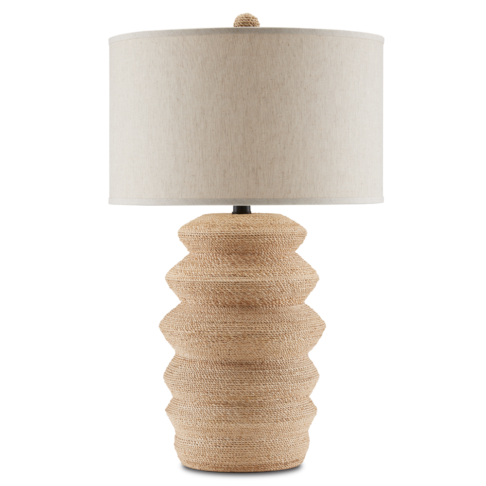 Kavala Table Lamp - Handmade Terracotta & Abaca Rope Design with Natural Linen Shade, 33" Tall