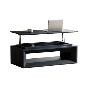 English Elm 43.3'' Wood Veneer Lift Top Coffee Table with Hidden Storage for Living Room Black W1435P453256