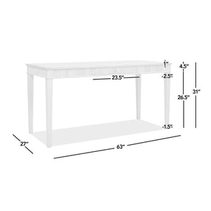 English Elm Jennifer Taylor Home - Dumont Modern Farmhouse Writing Desk with Fluted Sides, 1 Drawer, Natural Blonde Rubberwood Finish B2719P245962