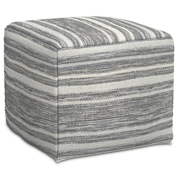 English Elm Carina Handwoven Square Wool Pouf Black White Melange – Supportive Polystyrene Fill, 18"x18"x14" B136P252627