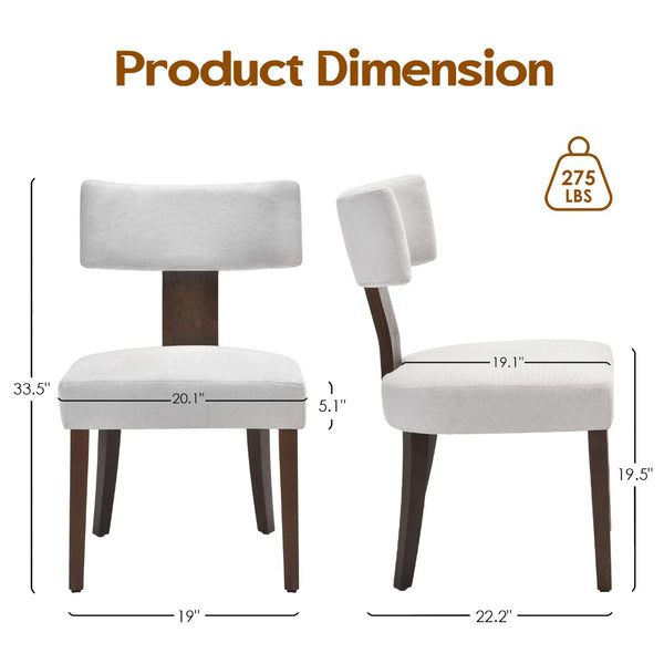 English Elm Upholstered Armless Dining Chairs Set of 2 Solid Hardwood Frame Curved Back Kitchen Beige,Walnut T3623P433674