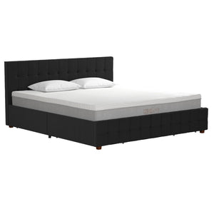 English Elm Upholstered Velvet Storage Bed with Tufted Headboard and Four Drawers for Bedroom B2733S00007