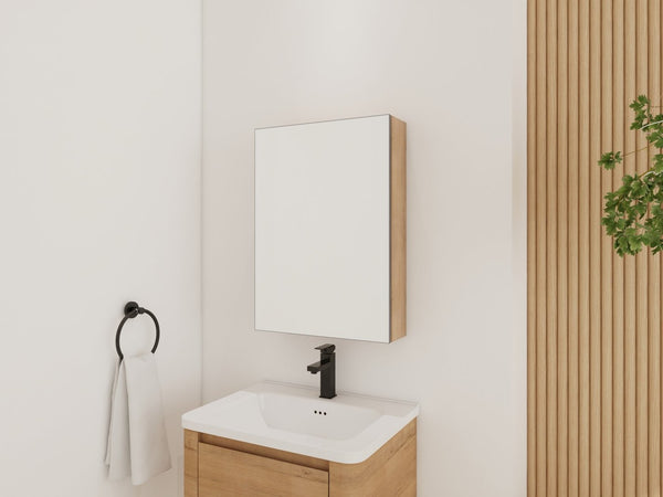 English Elm 20'' Wall Mounted Bathroom Medicine Cabinet with Mirror Adjustable Shelves Plywood W999P470282
