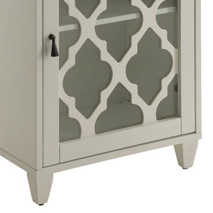 English Elm Ceara White Finish Accent Table with Drawer & Glass Door, Tapered Legs, Compact Storage and Style B2726P270524