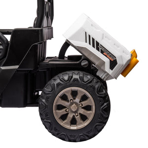 English Elm 24v Kids Ride on Dump Truck Two Seat Electric Utv with Tilting Bed and Remote Control White W1578P188522