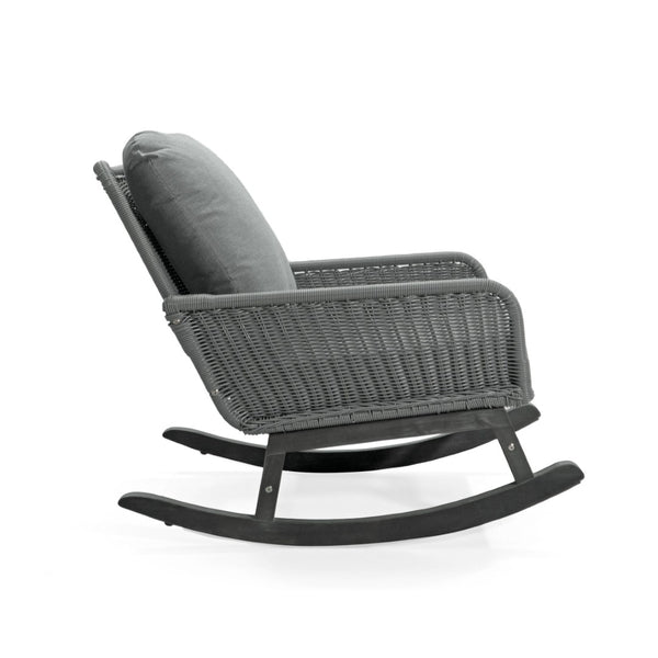 English Elm Contemporary Wicker Rocking Chair Pe Rattan Weave Wooden Frame Plush Cushions Patio Gray N767P229004G_2