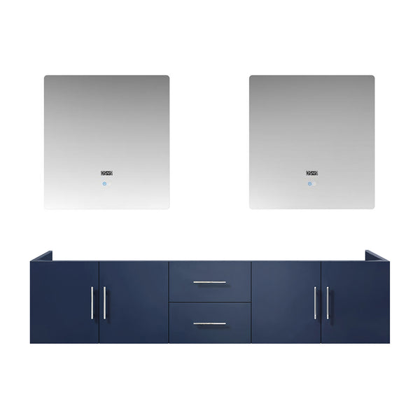 English Elm Navy Blue Double Bath Vanity With 2 Led Mirrors, 80 In. W, Elegant Storage For Modern Bathrooms B2731S00554