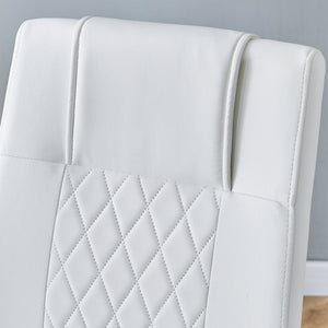 English Elm Table And Chair Set - Modern Marble Pattern Mdf Dining Set With 6 White Pu Chairs For Elegance W1151S02182-GIGA