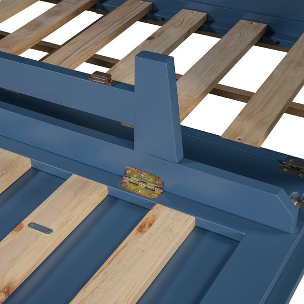 English Elm Queen Size Murphy Bed With Iron Legs, Modern Blue Finish, Space-Saving Design For Stylish Living N820S00035N-GIGA