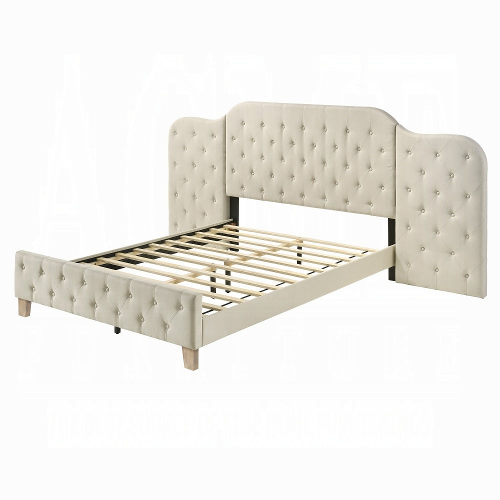 English Elm Contemporary Beige Upholstered Queen Bed With Oversized Button-Tufted Headboard And Panels B2741S00707
