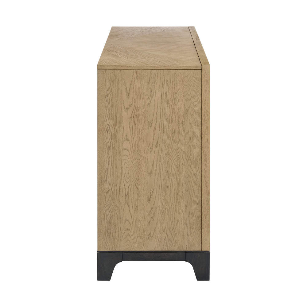 English Elm Wallace & Bay - Caramel Modern Caramel and Cocoa Sideboard in Rich Brown Wood Finish — Storage, Wine Rack, Durable Elegance B361P406179