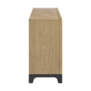 English Elm Wallace & Bay - Caramel Modern Caramel and Cocoa Sideboard in Rich Brown Wood Finish — Storage, Wine Rack, Durable Elegance B361P406179