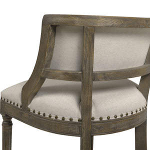 English Elm Jennifer Taylor Home - Paris 26.5" Farmhouse Counter Height Bar Stool with Upholstered Linen Seat, Hardwood Frame, Brass Footrest Beige B2719P238377