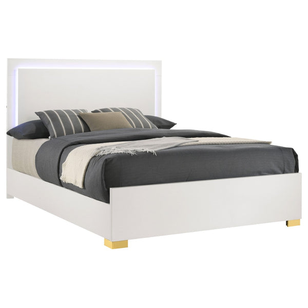 English Elm Mckee White Queen Sleigh Bed with Curved Legs and Low Profile Footboard for Cottage Rooms White B062S01759
