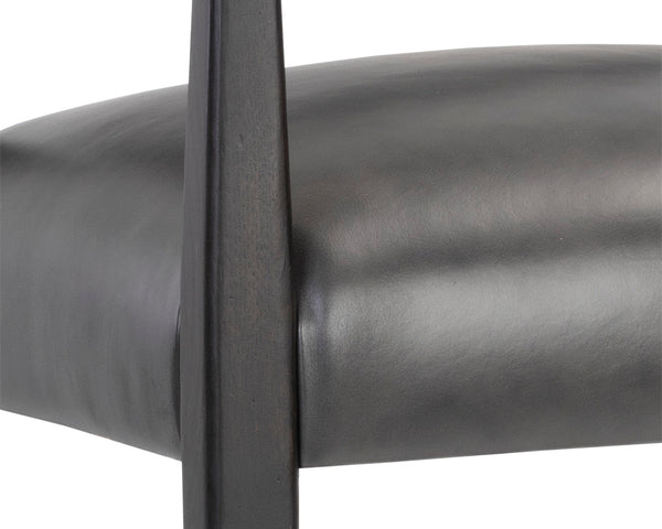 Sunpan Keagan Bar Stool - Mid-Century Design with Dark Brown Oak Frame and Artisan Leather Craftsmanship Brentwood Charcoal Leather