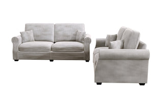 English Elm Contemporary Corduroy Sofa and Loveseat Set with Wooden Legs for Living Room B011S02181