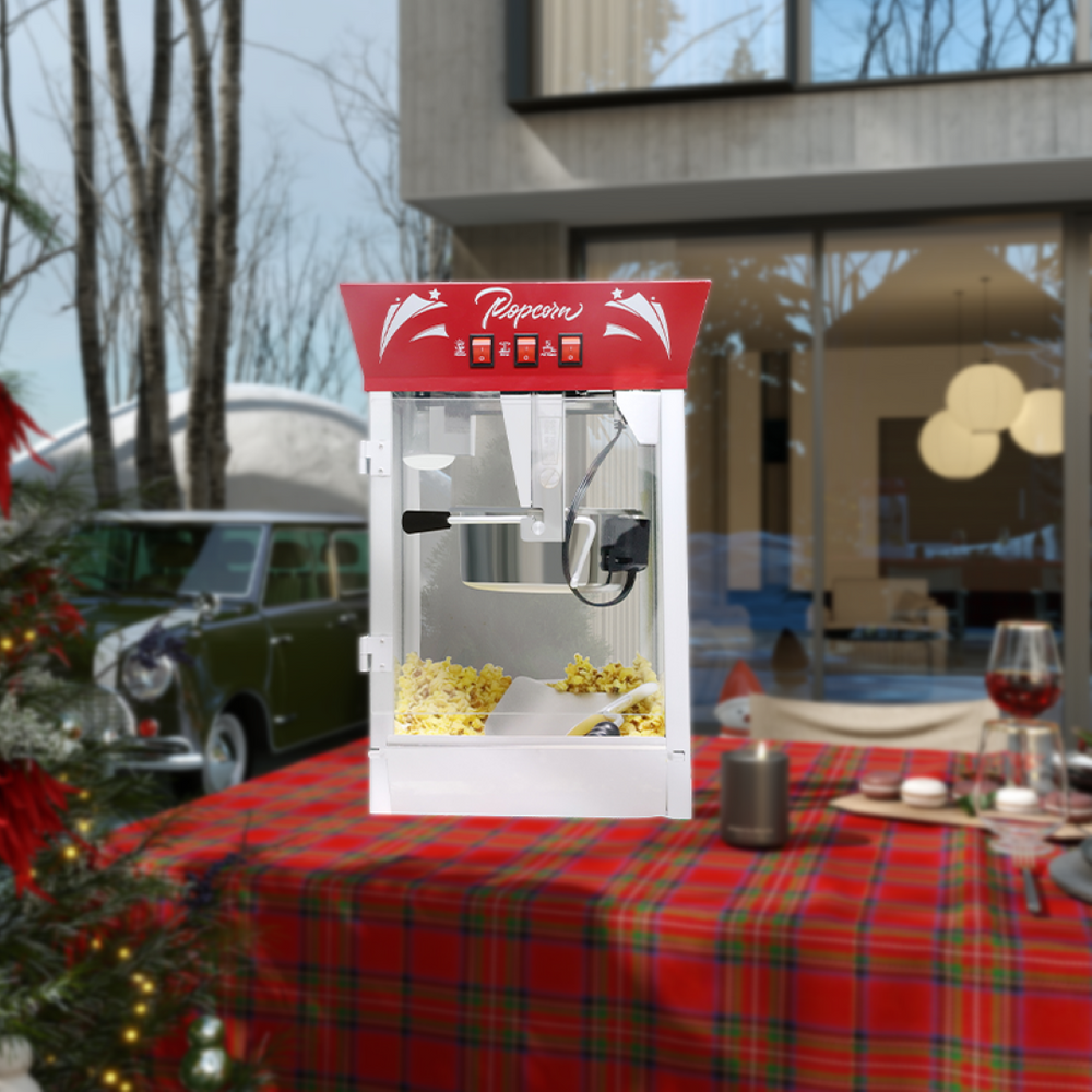 English Elm Commercial Popcorn Popper 12oz Stainless Kettle Tempered Glass Warming Deck Party Theater Red W2841P218164