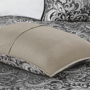 JLA Home Madison Park Essentials - 24 Luxurious Jacquard Paisley 24-Piece Room in a Bag Set — Hypoallergenic Comforter, Curtains, Pillows, Sheets 90 L x 90 W x 1.5H MPE10-977