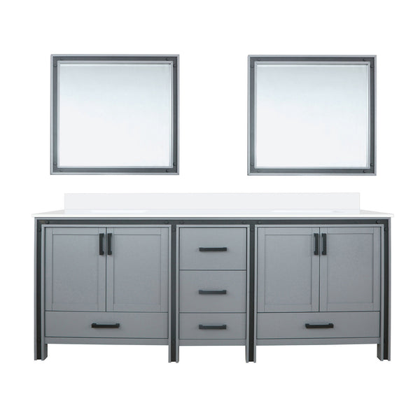 English Elm Dark Grey Double Bath Vanity 84" W With Cultured Marble Top & 34" Mirrors For Elegant Storage Solutions B2731S00943