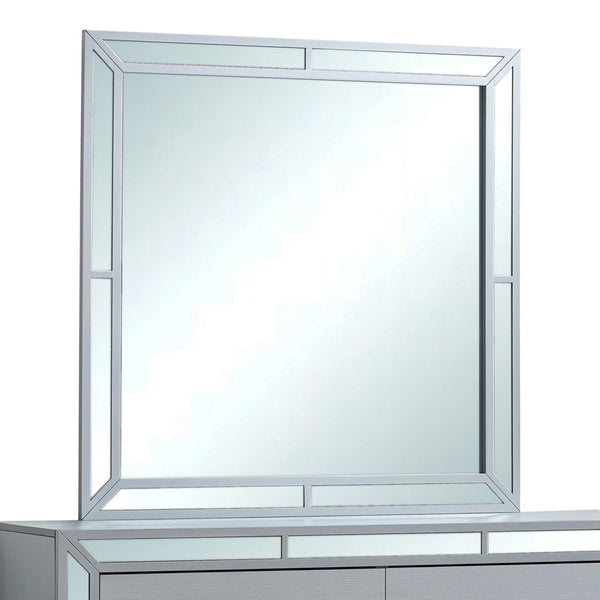 English Elm Murry Square Wall Mirror with Silver Mirrored Trim for Modern Bedroom Decor B078P473030