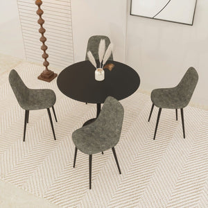 English Elm 31.5" Round Black Mdf Dining Table Tulip Pedestal Base Mid-century Modern Small Spaces W3732P434886