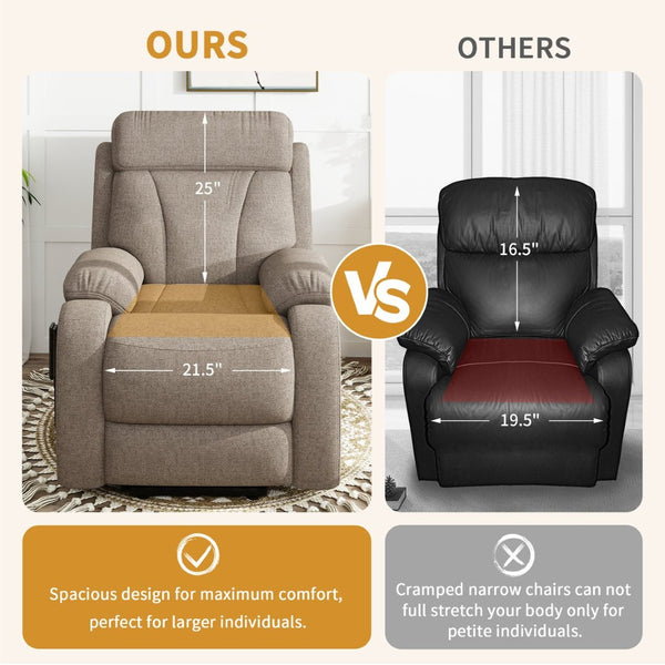 English Elm Power Lift Recliner Chair Velvet Upholstered Senior Assist Motorized Living Room Seat W1028S00061