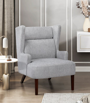 English Elm Contemporary Chenille Wingback Accent Chair with Solid Wood Legs, High-Density Foam Comfort Lounge Grey 30.5 L x 28.5 W x 17.5 H B011P304418