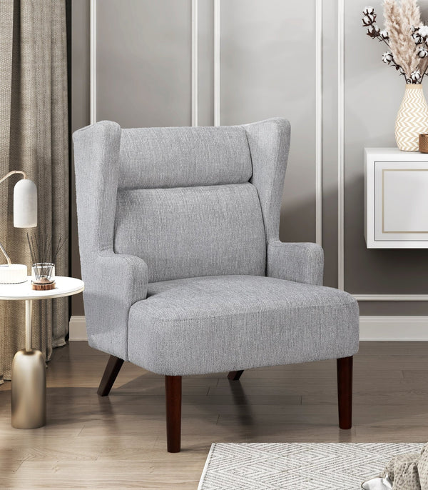 English Elm Contemporary Chenille Wingback Accent Chair with Solid Wood Legs, High-Density Foam Comfort Lounge Grey 30.5 L x 28.5 W x 17.5 H B011P304418