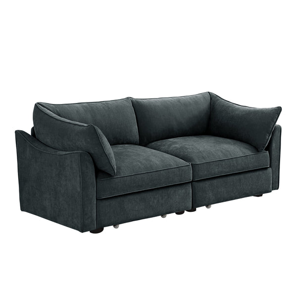 English Elm 2 Seater Sofa With Hidden Storage, Crescent Armrests, Durable Chenille - Perfect For Small Spaces! W3041S00192