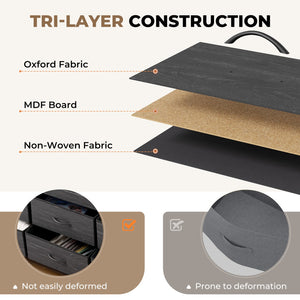 English Elm 55''W Modern Dresser with 9 Fabric Drawers & 2 Open Shelves — Sturdy Wood‑Metal Chest, Anti‑Tip Stability Black T3950P402193