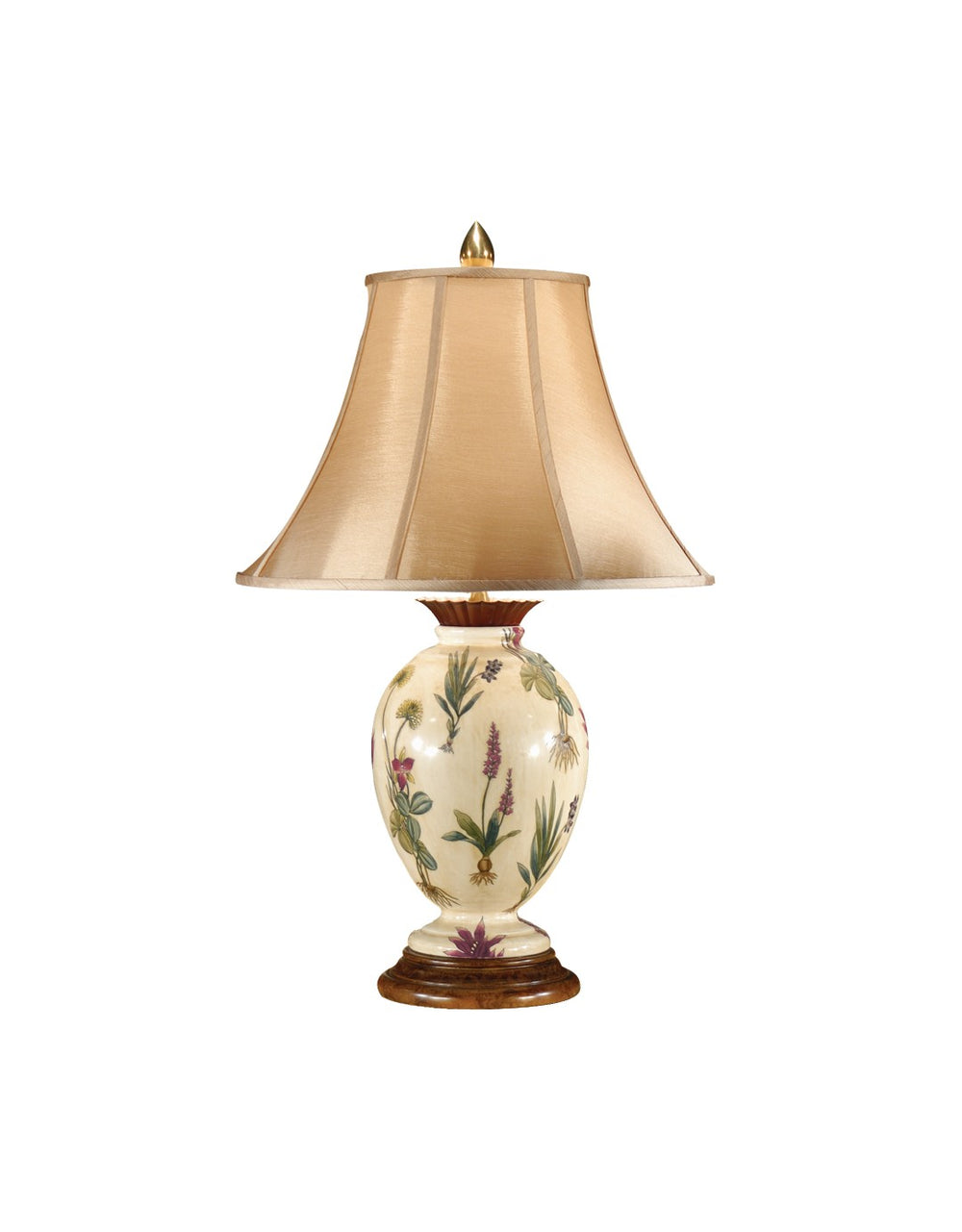 Wildwood Eleanor Hand‑Painted Porcelain Table Lamp With Iron Accents, Light Oak Base, Slim 29" Height Elegance 7900