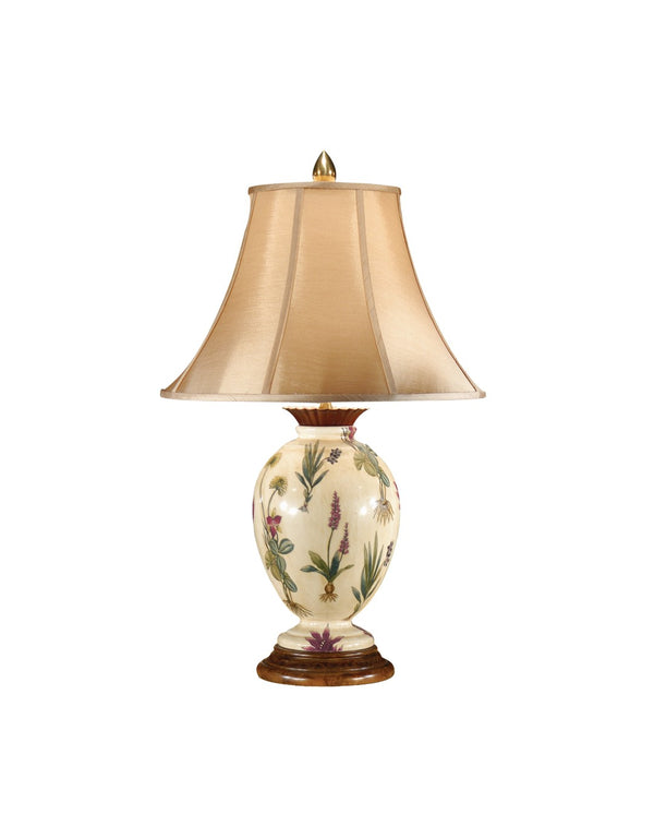 Wildwood Eleanor Hand‑Painted Porcelain Table Lamp With Iron Accents, Light Oak Base, Slim 29" Height Elegance 7900