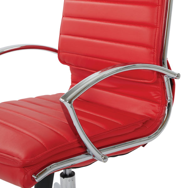 OSP Home Furnishings Mid Back Faux Leather Manager Chair with Lumbar Support and Chrome Loop Arms Red SPX23591C-U9
