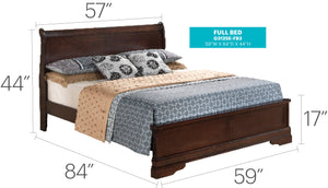 English Elm Charming Traditional Full Bed Frame with Warm Finish, Durable Particle Board Construction, 44"H x 61"W x 84"D Cappuccino 77 L x 6 W x 3 H B078S00330