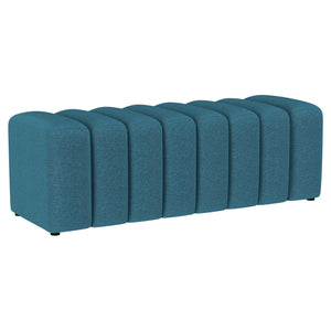 English Elm 1pc Modern Fabric Upholstered Tufted Accent Bench with Curved Silhouette Foam Cushion Sleek Minimal Legs Peacock Blue 55.7 L x 21.85 W x 19.49 H B011P362627