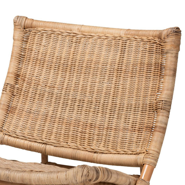 English Elm Modern Handcrafted Rattan Foldable Lounge Chair Bohemian Woven Seat for Boho Interiors B2750P470077